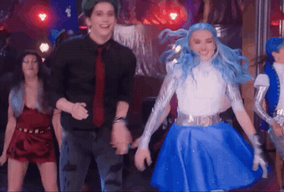 Man And Blue-Haired Woman Dancing GIF