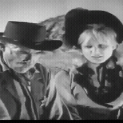 Man And Boy In Cowboy Hats GIF