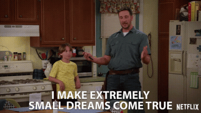 Man And Boy In Kitchen Saying I Make Extremely Small Dreams Come True GIF