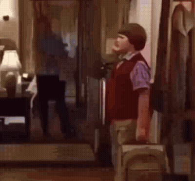 Man And Boy In Living Room Boy Carrying Suitcase GIF