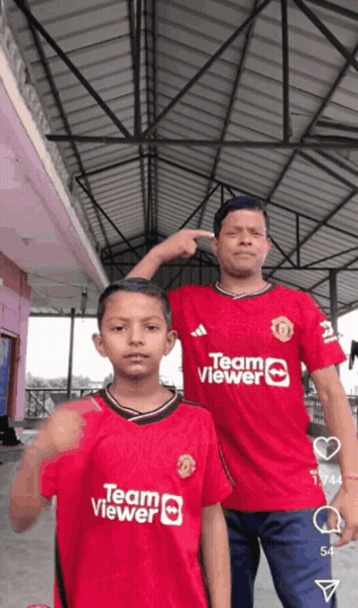Man And Boy In TeamViewer Shirts GIF