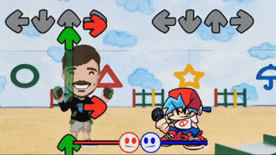 Man And Boy In Video Game With Arrows Up And Down GIF