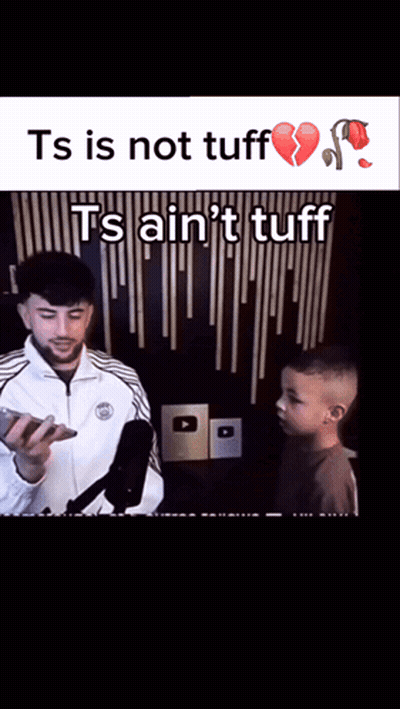 Man And Boy Next To Text Ts Is Not Tuff GIF