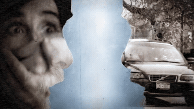 Man And Car With License Plate NC-418 GIF
