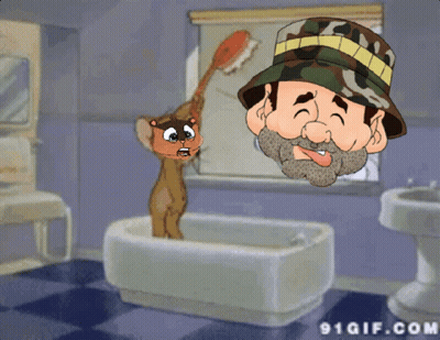 Man And Cat In Bathroom 91Qif.com GIF