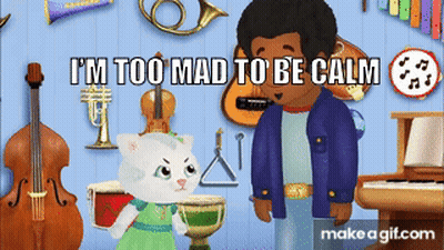 Man And Cat Saying I'm Too Mad To Be Calm GIF