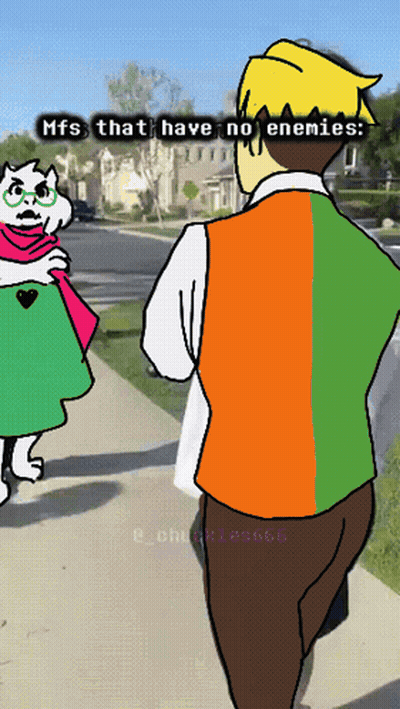 Man And Cat Walking Down Sidewalk With Mfs That Have No Enemies GIF