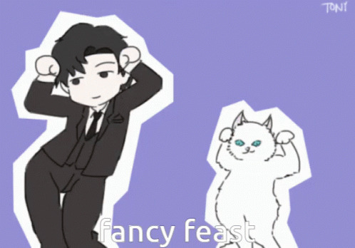Man And Cat With Fancy Feast GIF