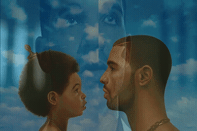 Man And Child With Woman Face In Background GIF