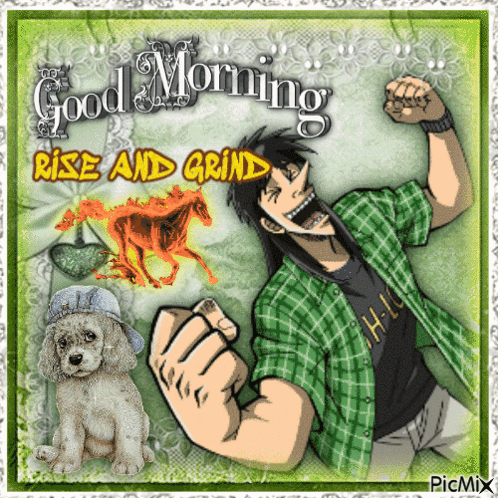 Man And Dog Good Morning Rise And Grind GIF