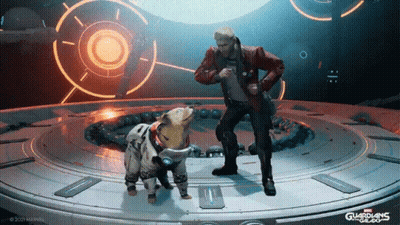 Man And Dog On Guardians Of The Galaxy Stage GIF