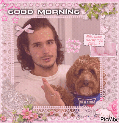 Man And Dog Saying Good Morning GIF