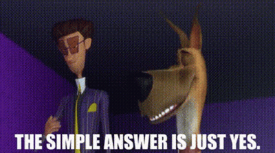 Man And Dog Saying The Simple Answer Is Just Yes GIF