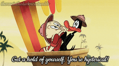 Man And Duck Get A Hold Of Yourself You're Hysterical GIF