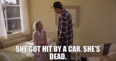 Man And Elderly Woman In Hospital Bed She Got Hit By A Car She's Dead GIF