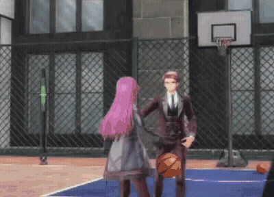 Man And Girl Holding Basketball On Court GIF