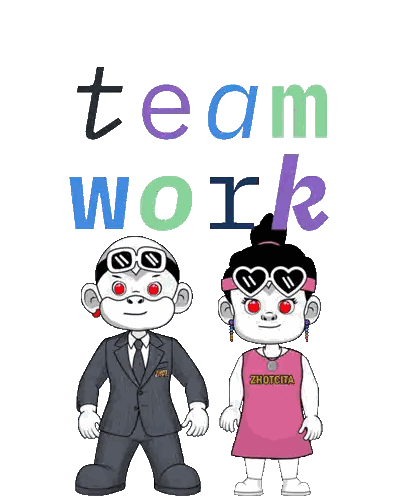 Man And Girl Holding Hearts Team Work Sticker