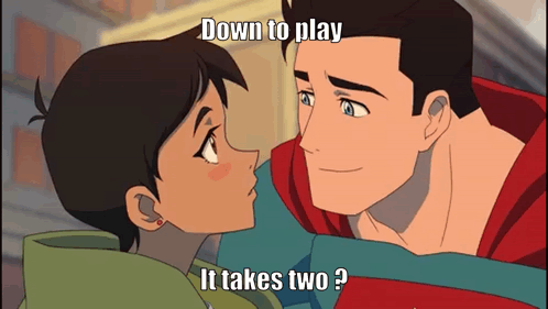 Man And Girl Looking At Each Other Down To Play It Takes Two GIF