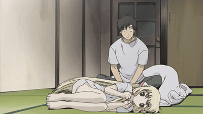 Man And Girl Lying On Floor GIF