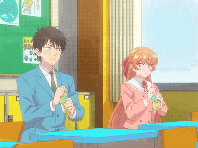 Man And Girl Sitting In Classroom With Tokyo Sign GIF