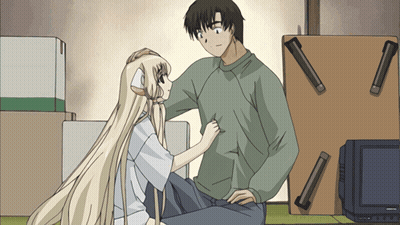 Man And Girl Sitting In Front Of TV GIF