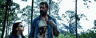 Man And Girl Standing In Forest GIF