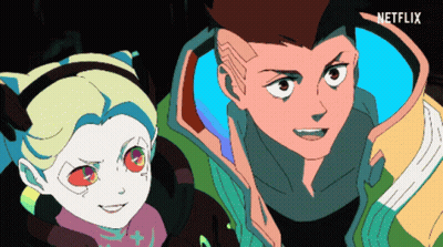 Man And Girl Standing Next To Netflix Logo GIF
