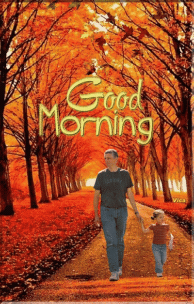 Man And Girl Walking With Good Morning GIF