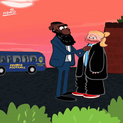 Man And Girl With France Football Bus GIF