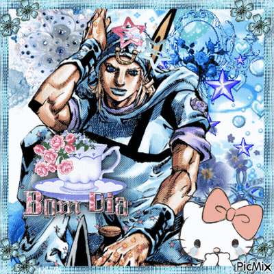 Man And Hello Kitty Bom Dia GIF