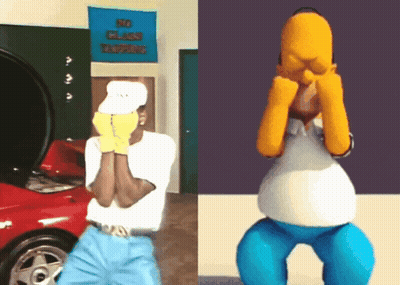 Man And Homer Simpson Standing Together GIF