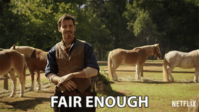 Man And Horses Saying Fair Enough GIF