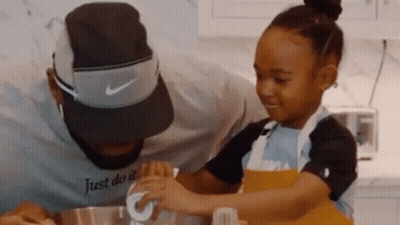 Man And Little Girl Cooking Together GIF
