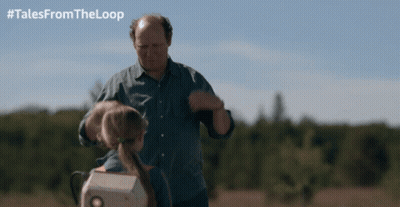 Man And Little Girl Standing In Field With #TalesFromTheLoop GIF