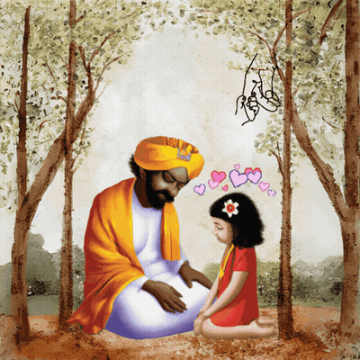 Man and Little Girl With Hearts