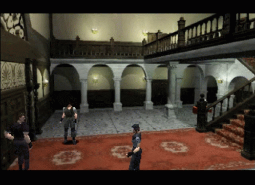 Man And Police Officer In Hallway GIF