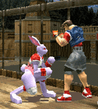 Man And Purple Rabbit Boxing GIF
