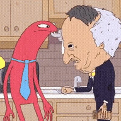 Man And Red Monster Cartoon GIF