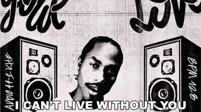 Man And Speakers Poster Saying I Can't Live Without You GIF