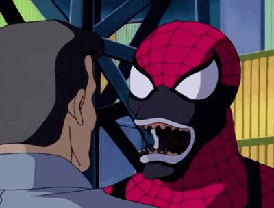Man And Spider-Man With Mouth Wide Open GIF