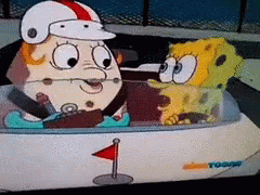 Man And SpongeBob In Boat With Nickelodeon Logo GIF