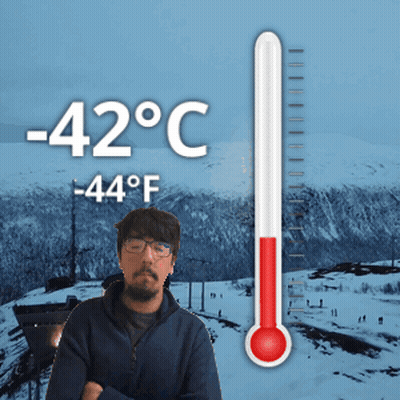 Man And Thermometer -42°C -44°F GIF