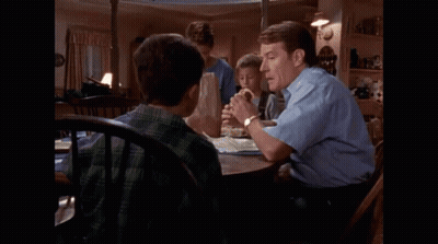Man And Two Boys Eating Hamburgers GIF