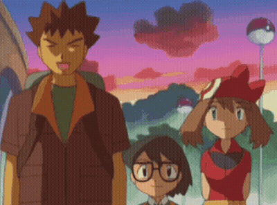 Man And Two Girls Pixelated Cartoon GIF