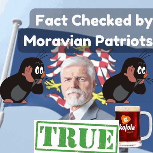 Man And Two Moles With Kofola Beer Mug GIF