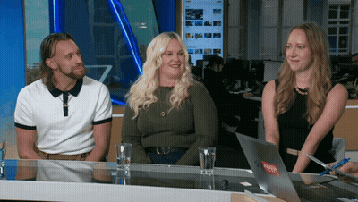 Man And Two Women At Table With Levis Laptop GIF