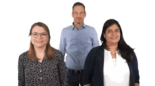 Man And Two Women Posing For Photo Sticker