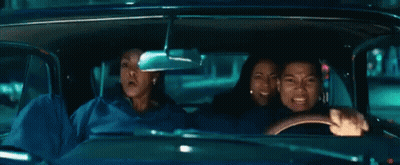 Man And Two Women Sitting In Car GIF