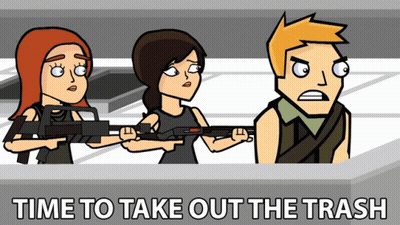 Man And Two Women Time To Take Out The Trash GIF