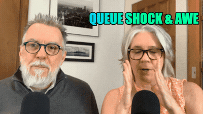 Man And Woman At Microphones Queue Shock & Awe GIF